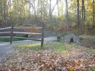 Curtis Arboretum - fall foliage - stone bridge