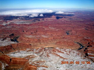 47 8v2. aerial - snowy canyonlands