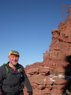 63 8v3. Fisher Towers hike - Adam - tripod and timer
