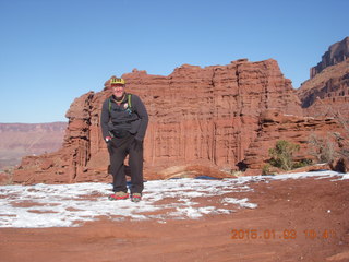 65 8v3. Fisher Towers hike - Adam - tripod and timer