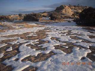 20 8v4. Canyonlands National Park - Lathrop trail hike - snow on slickrock