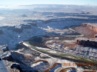 85 8v6. aerial - snowy canyonlands - Mineral Canyon airstrip