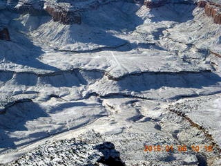 102 8v6. aerial - snowy canyonlands - Happy Canyon airstrip