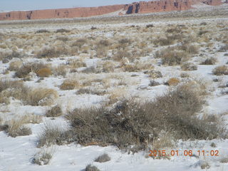 157 8v6. snow covered plants at Hanksville Airport (HVE)