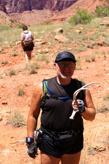 177 8zv. Beaver Creek Canyon hike - Karen M and Adam with antler