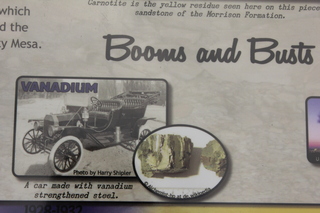 572 8zw. Calamity Mine camp site -  Booms and Busts sign