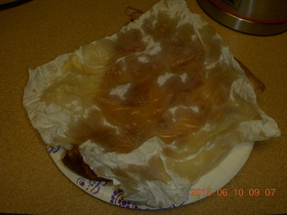 mopped up grease from pizza slice