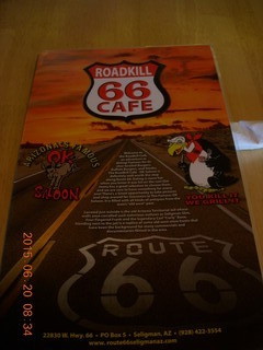 Roadkill Cafe menu on Route 66