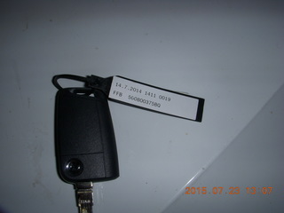 my VW Golf car key with the secret number