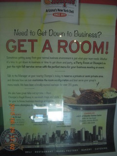 GET A ROOM! ad at Chompie's