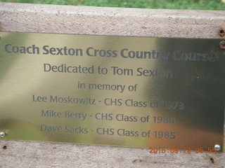 Curtis Arboretum - Cheltenham XC alumni race - new bench plaque