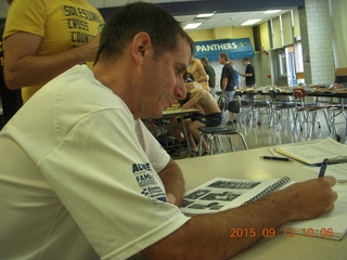 Curtis Arboretum - Cheltenham XC alumni race - Steve Gruber signing book