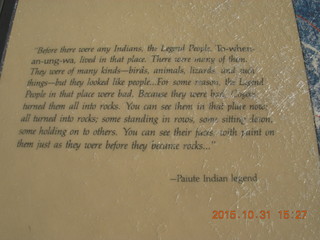 32 94x. Bryce Canyon sign with legend of coyote god