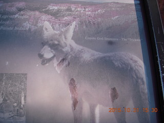 39 94x. Bryce Canyon sign with legend of coyote god