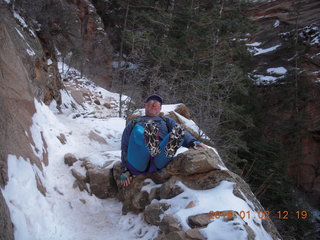 35 972. Zion National Park - Hidden Canyon hike - Adam and crampons