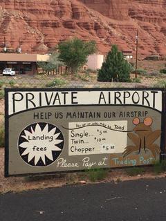 Doreen pic - Private Airport sign at Marble Canyon
