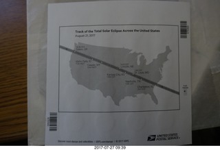 total solar eclipse map with the stamps