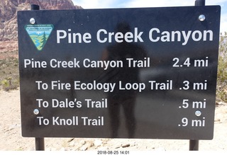 Las Vegas - Red Rock Canyon - thirteen mile drive - Pine Creek Canyon - sign