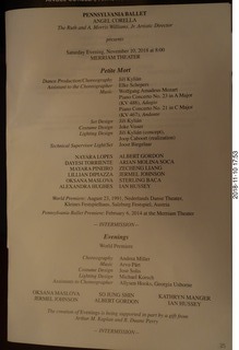 Philadelphia - Merriam Theater - ballet program