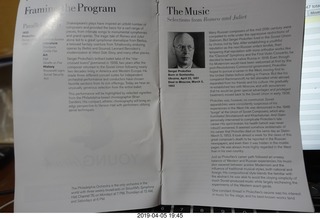 Kimmel Center - Verizon Hall - Philadelphia Orchestra + dancers - program