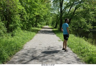 5 a0d. Princeton towpath near Lake Carnegie + Brian