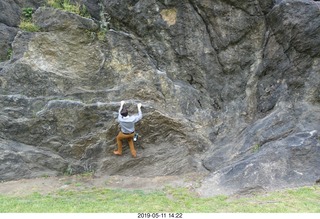 Philadelphia - river walk - Brian climbing a rock