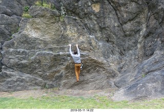 Philadelphia - river walk - Brian climbing a rock
