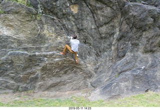 Philadelphia - river walk - Brian climbing a rock