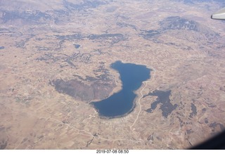 92 a0f. aerial - Peru - flight from Cusco to Lima - Andes Mountains - lake