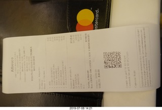 168 a0f. Peru - Lima - Alfresco restaurant  - bill