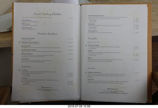 46 a0f. Peru - Lima - beach pier lunch - menu