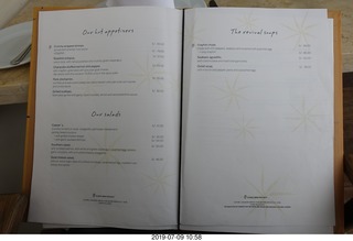 47 a0f. Peru - Lima - beach pier lunch - menu