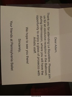 Philadelphia - Academy of Music - Pennsylvania Ballet - La Bayadere - nice invitation card