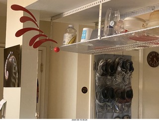 my house - red mobile, fern picture, shoes