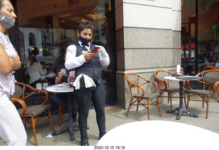 72 a0y. Argentina - Buenos Aires - lunch at Pertulli restaurant - our waitress Mariaelena