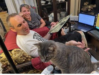 Jay and Julia Billings and cat Potato