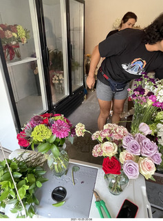 Anthony and his damaged car with new tires