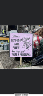 GET OUT OF JAIL FREE!  What did you expect?  You're in Philadelphia