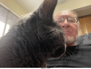 my cat Devin investigating Alanna's old records