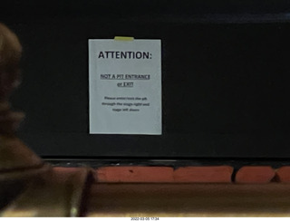 attention note at back of pit orchestra
