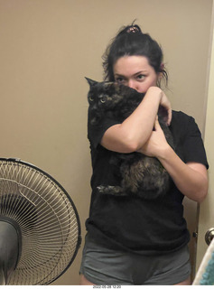 cat Miss Pris in my bathroom sink