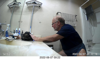 Miss Pris in my upstairs middle bathroom + Adam