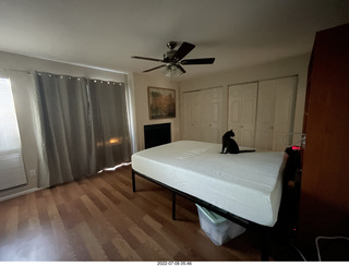 home construction - my old bed in middle bedroom + cat Devin