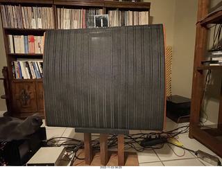 my Quad ESLs with Decca tweeters on top with my cat Jane on the Eagle 2 amp