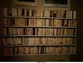 my tapes shelf with my cats Miss Pris and Jane