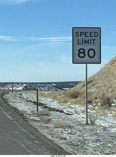 88 a1n. Utah - driving from moab to hanksville - Interstate 70 - Speed Limit 80 sign