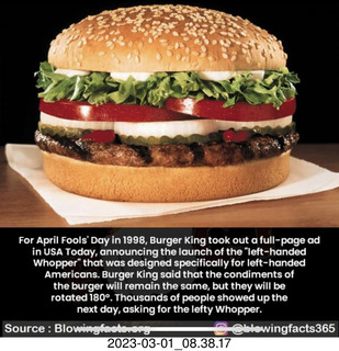 Facebook - left-handed whopper