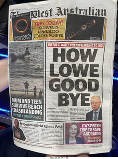 58 a1s. Astro Trails - Australia - Lancelin newspaper about eclipse