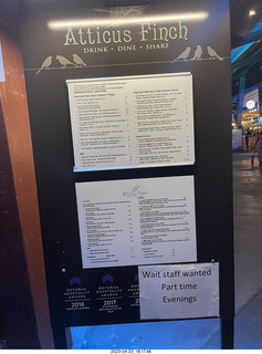 276 a1s. New Zealand - Rotorua - Atticus Finch restaurant menu