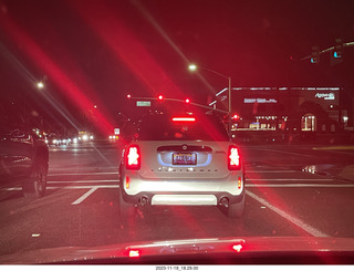 Austin Mini Cooper with silly wrong-way tail lights